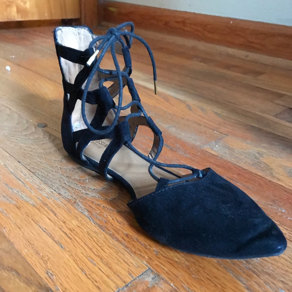 Black Tie Up Flats
